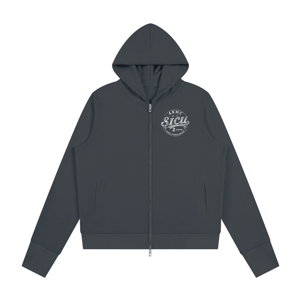 2 center- Women's Waffle Full Zip Hoodie