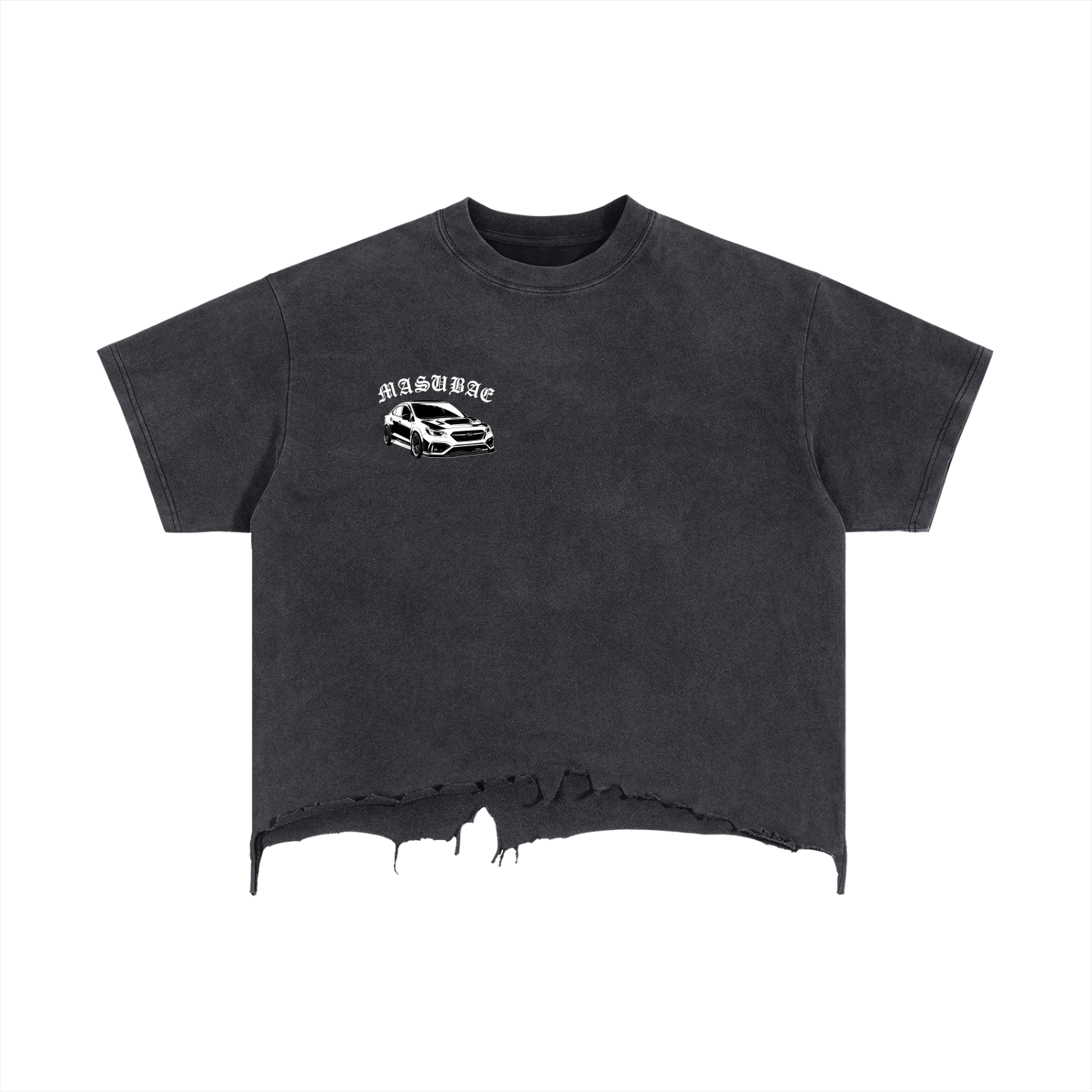 Custom Masubae - unisex adult Vintage Wash Boxy Distressed Hem T-Shirt