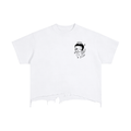 “Betty Boop black & white”- adult unisex Vintage Wash Boxy Distressed Hem T-Shirt