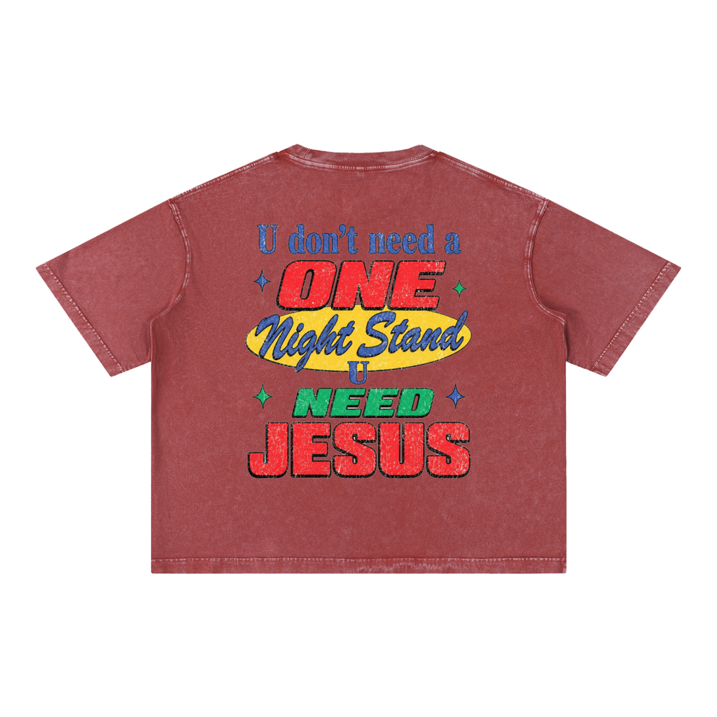 U need Jesus OC Varsity- adult unisex Mineral Wash Boxy Cotton T-Shirt