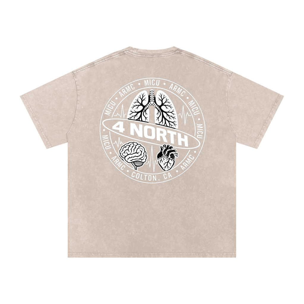 4 North white lettering- adult unisex Snow Washed Oversized Cotton T-Shirt