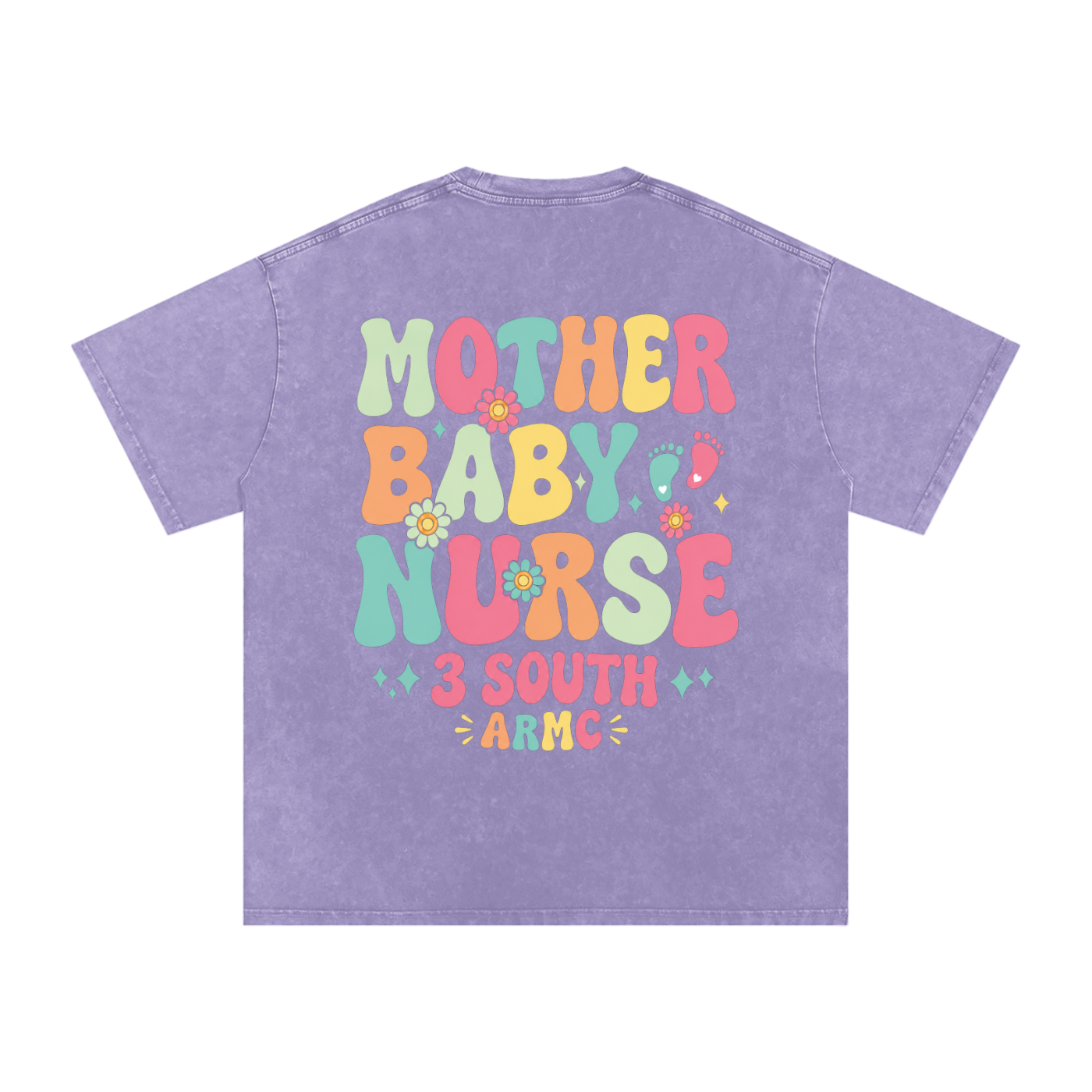 3 South Mother Baby- adult unisex Snow Washed Oversized Cotton T-Shirt