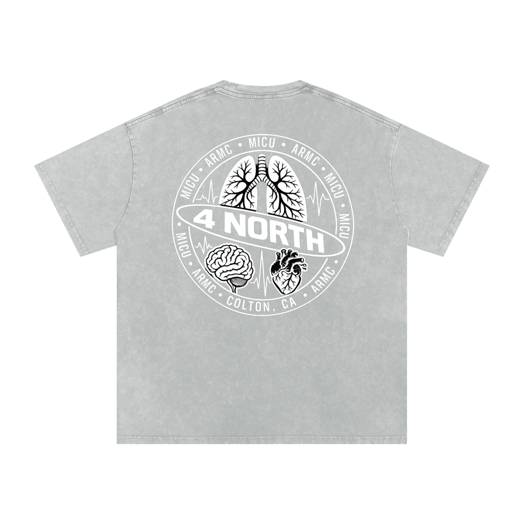 4 North white lettering- adult unisex Snow Washed Oversized Cotton T-Shirt