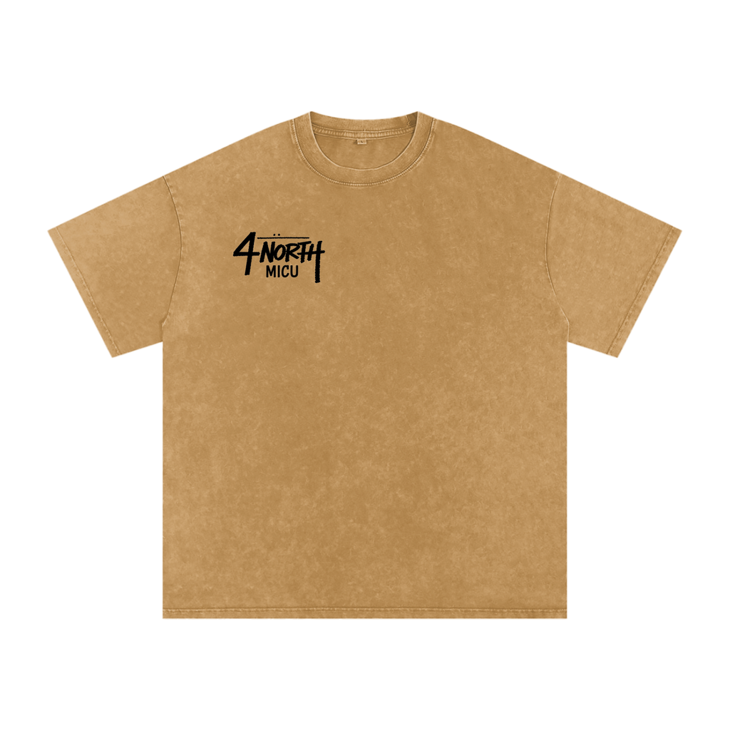 4 North black lettering- adult unisex Snow Washed Oversized Cotton T-Shirt