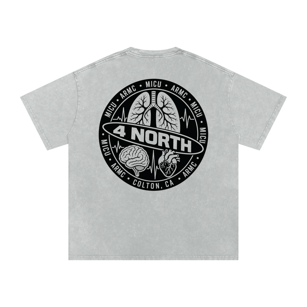 4 North black lettering- adult unisex Snow Washed Oversized Cotton T-Shirt