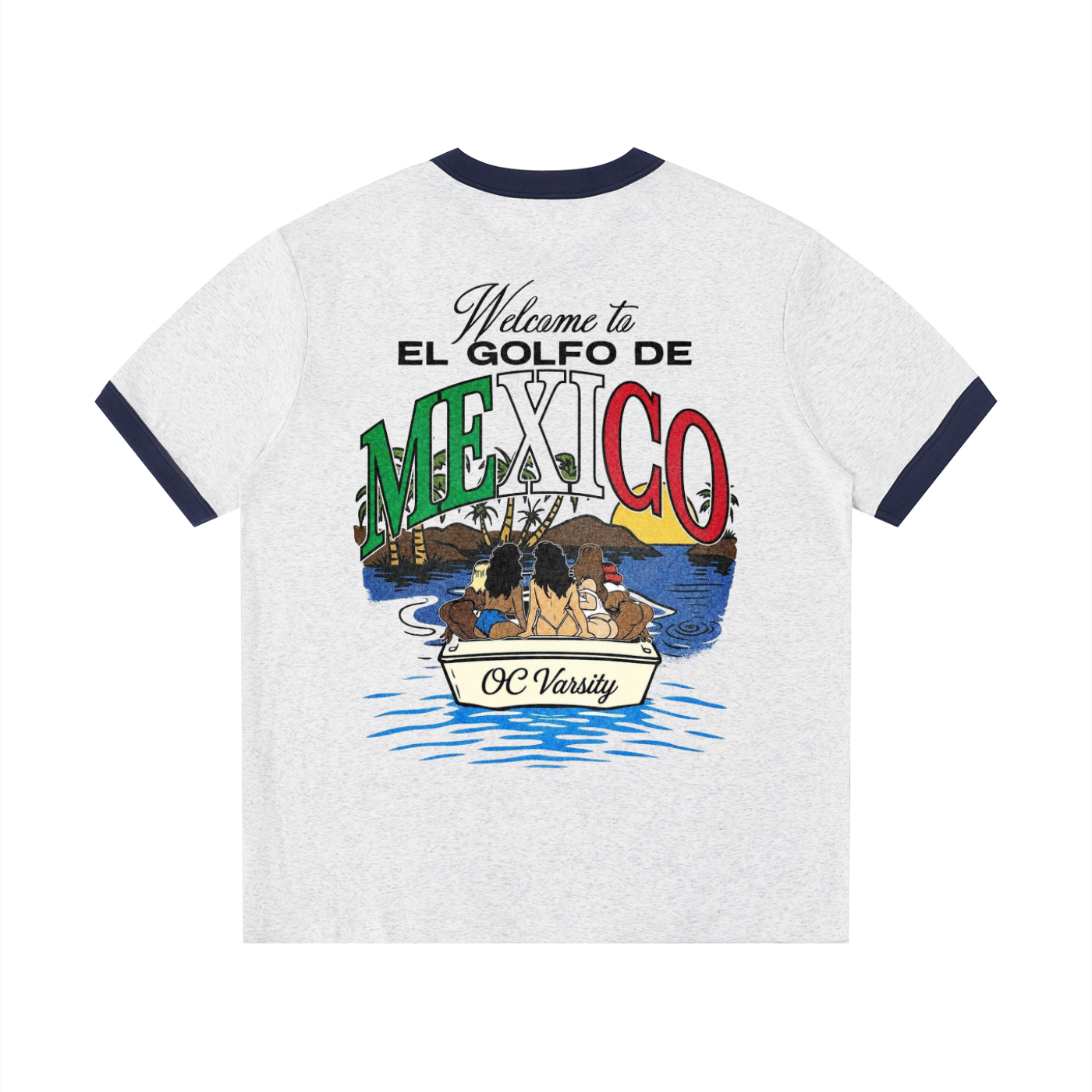 MEXICO OC Varsity- adult unisex Contrast Edge Ribbed Crewneck T-Shirt