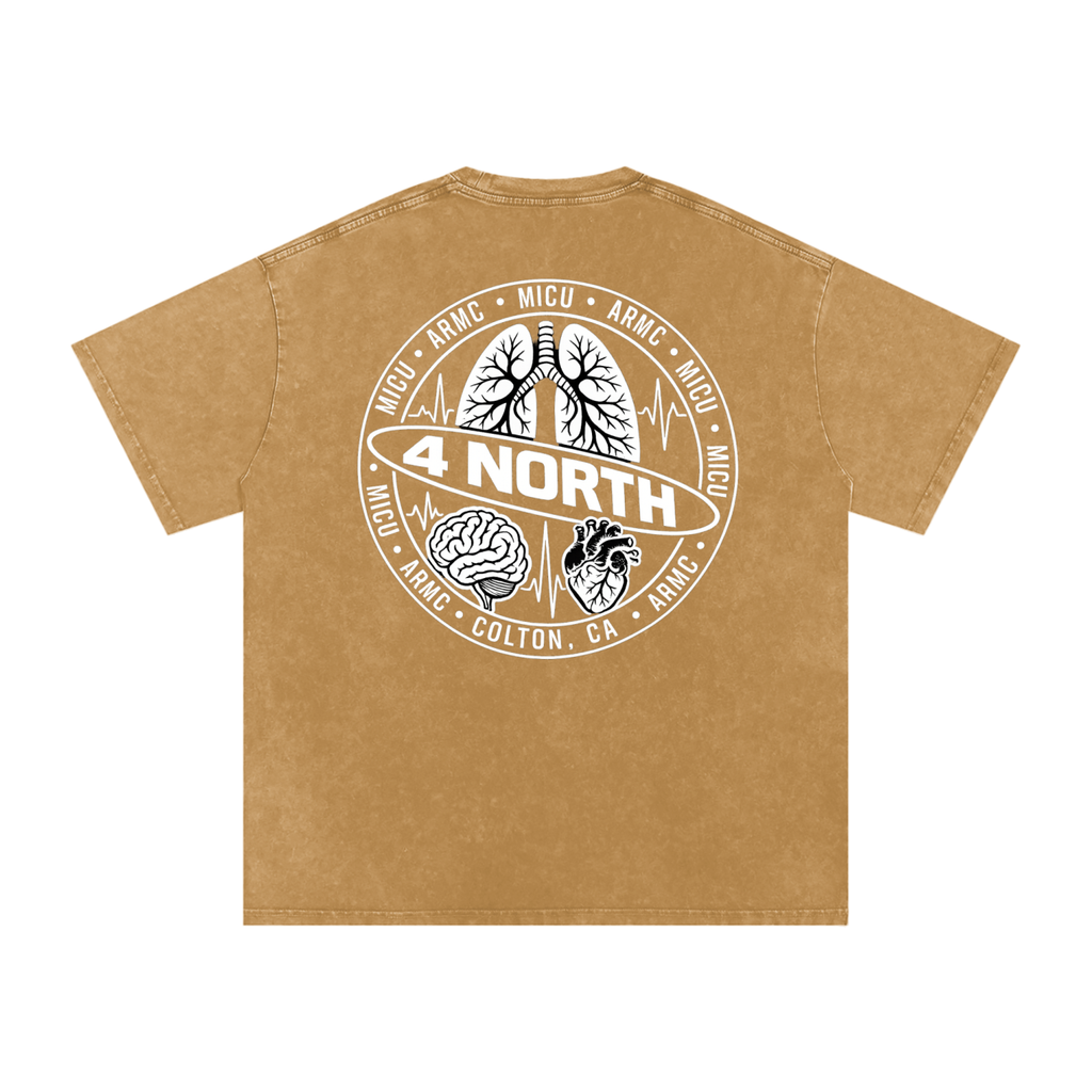 4 North white lettering- adult unisex Snow Washed Oversized Cotton T-Shirt
