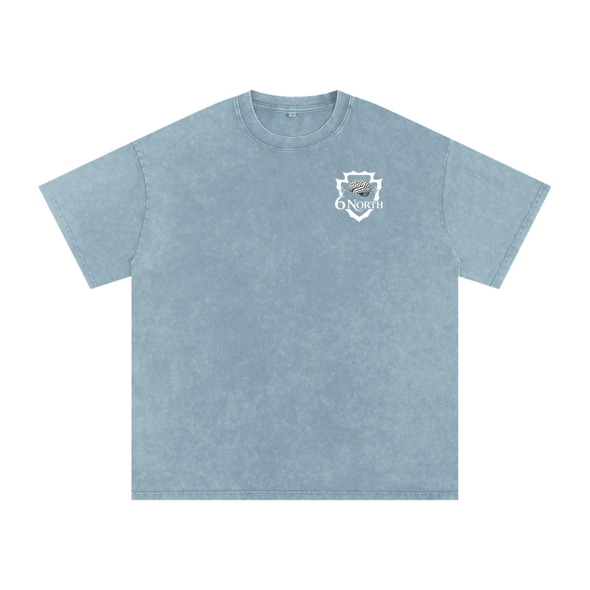 6 North white Lettering - adult unisex Snow Washed Oversized Cotton T-Shirt