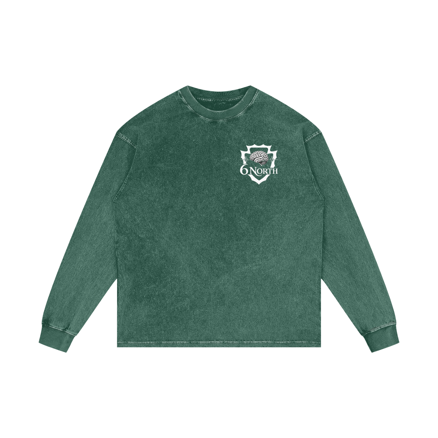 6 North White Lettering - Acid Wash Oversize Long Sleeve T-Shirt
