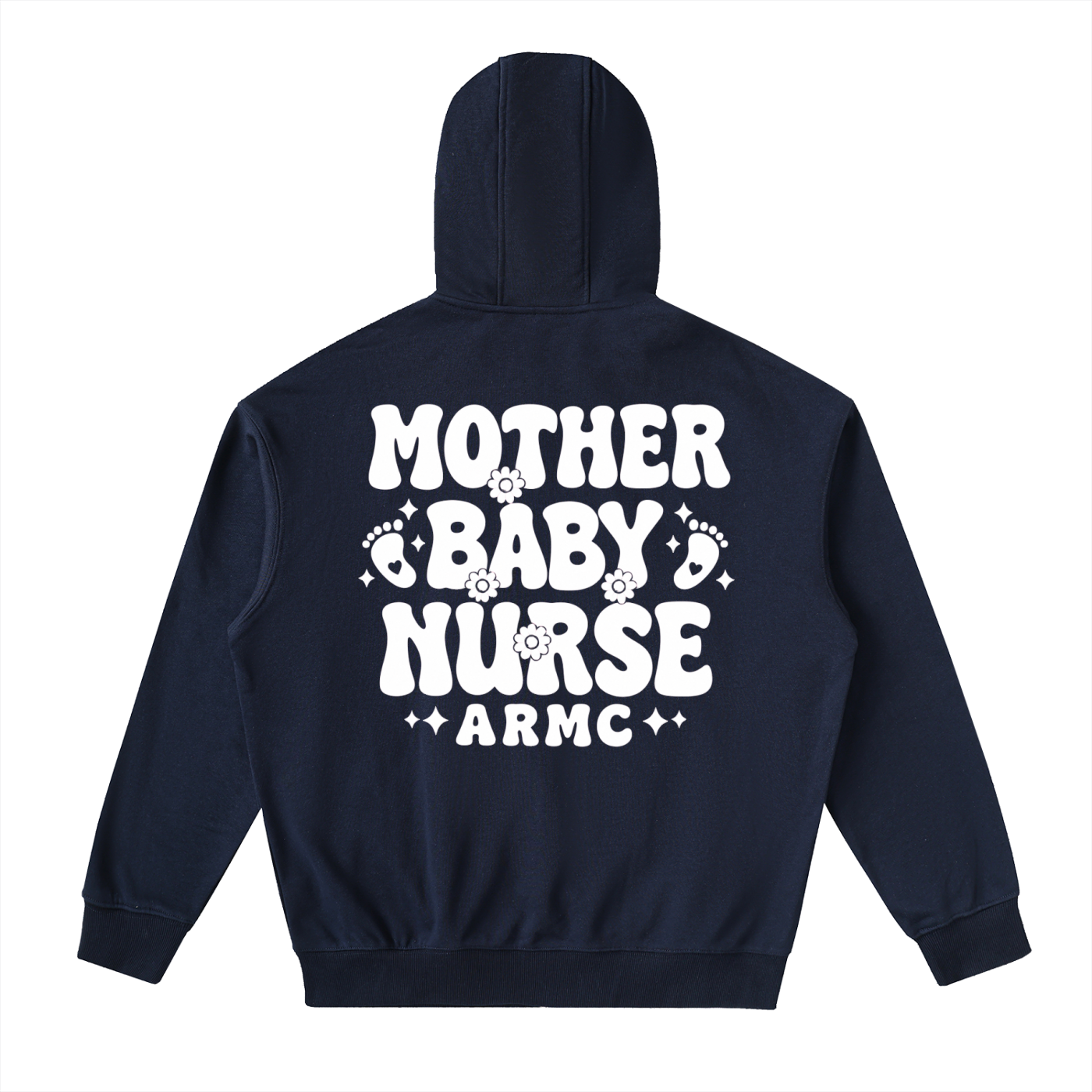Mother Baby White Text - Adult Unisex Drop-Shoulder Zip Up Hoodie