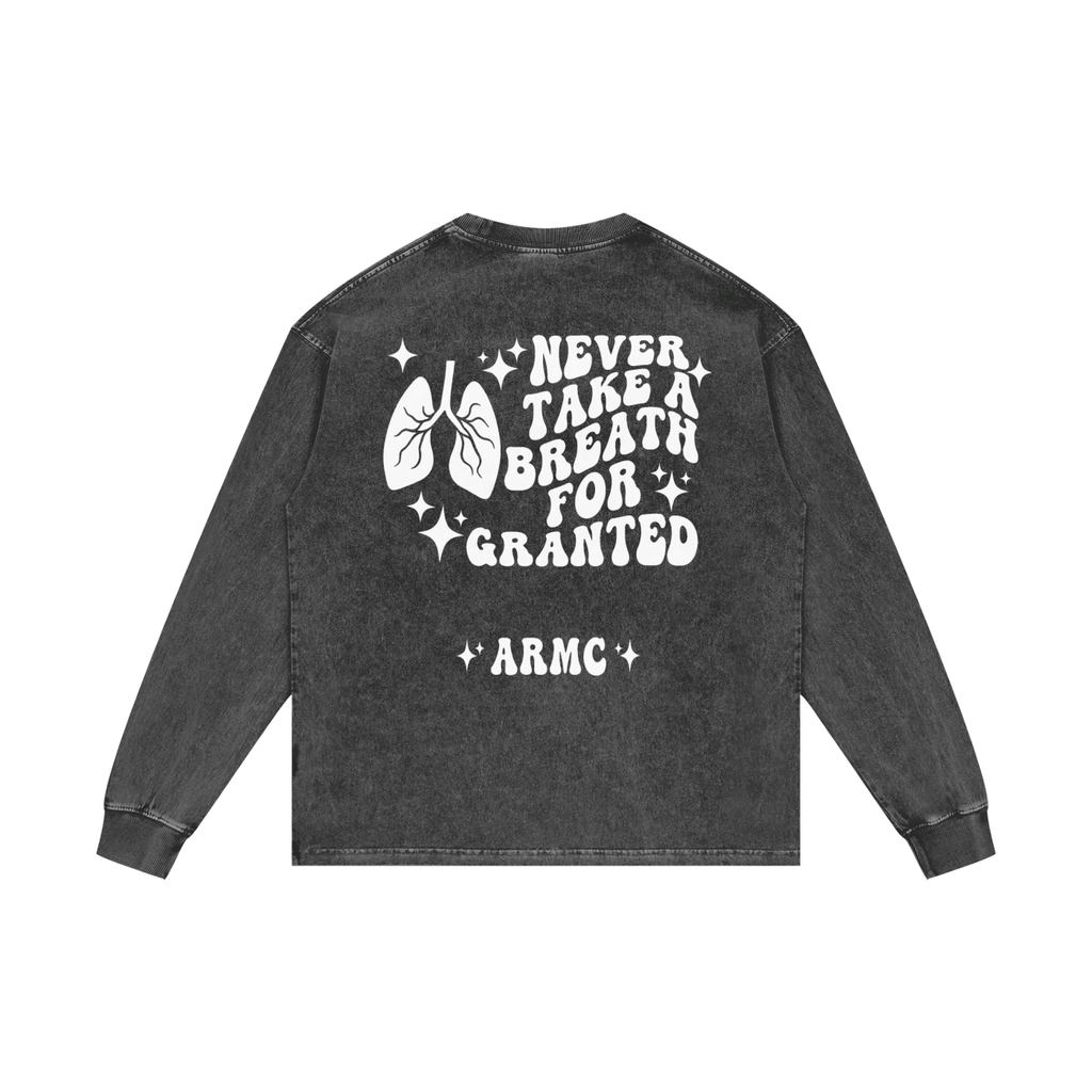 Respiratory Therapy- adult unisex Acid Wash Oversize Long Sleeve T-Shirt