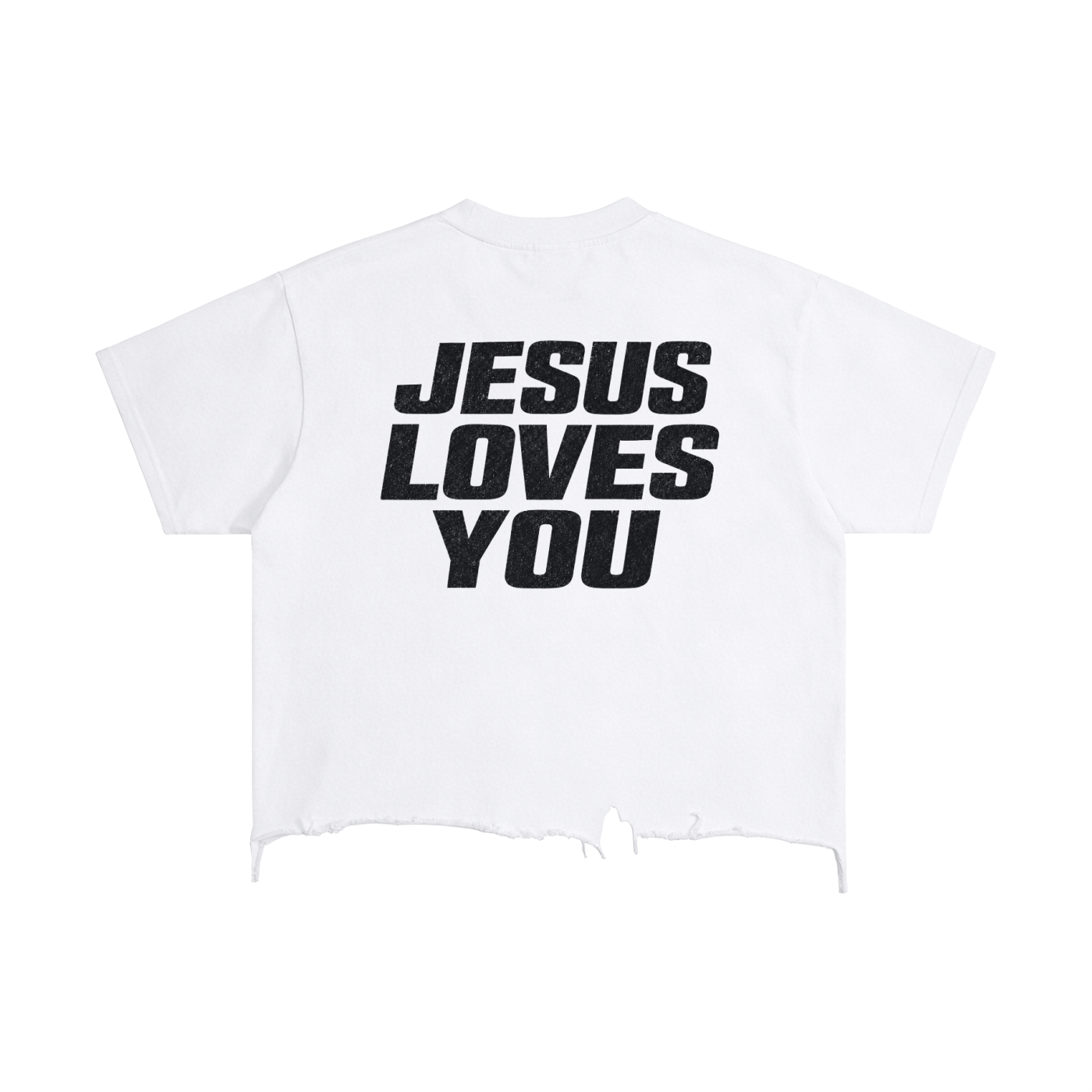 Jesus Loves You- adult unisex Vintage Wash Boxy Distressed Hem T-Shirt