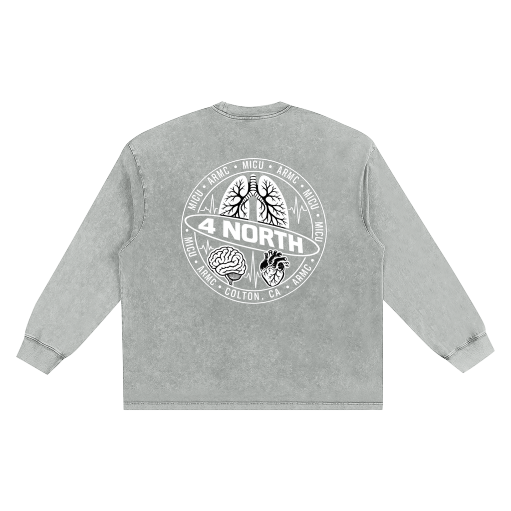4 North white lettering- adult unisex Snow Washed Frayed Edge T-Shirt