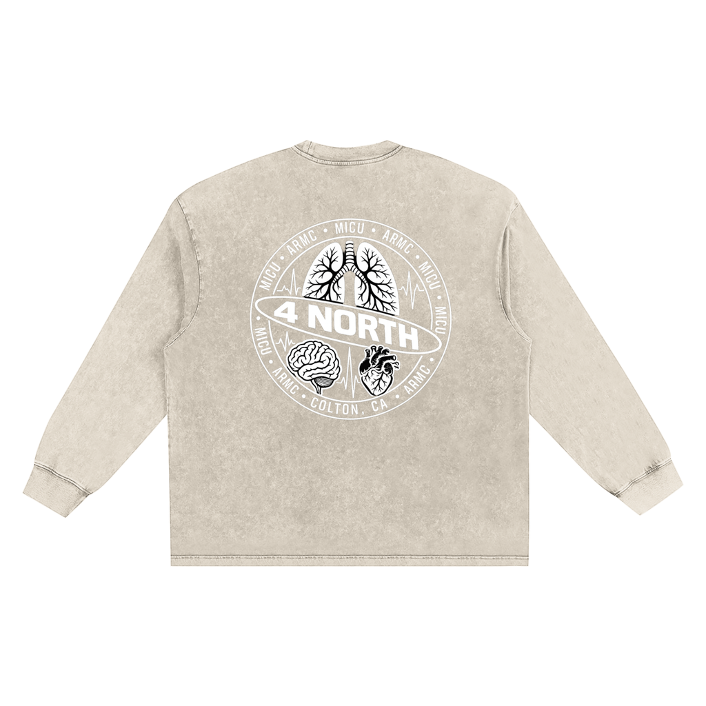 4 North white lettering- adult unisex Snow Washed Frayed Edge T-Shirt