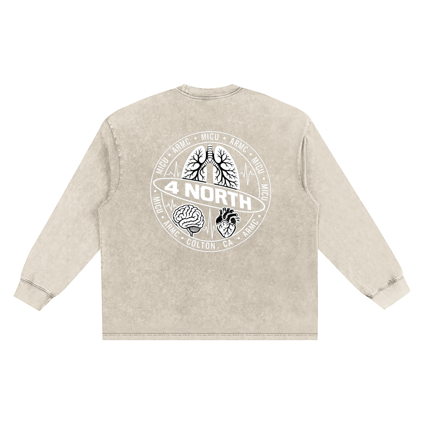 4 North white lettering- adult unisex Snow Washed Frayed Edge T-Shirt