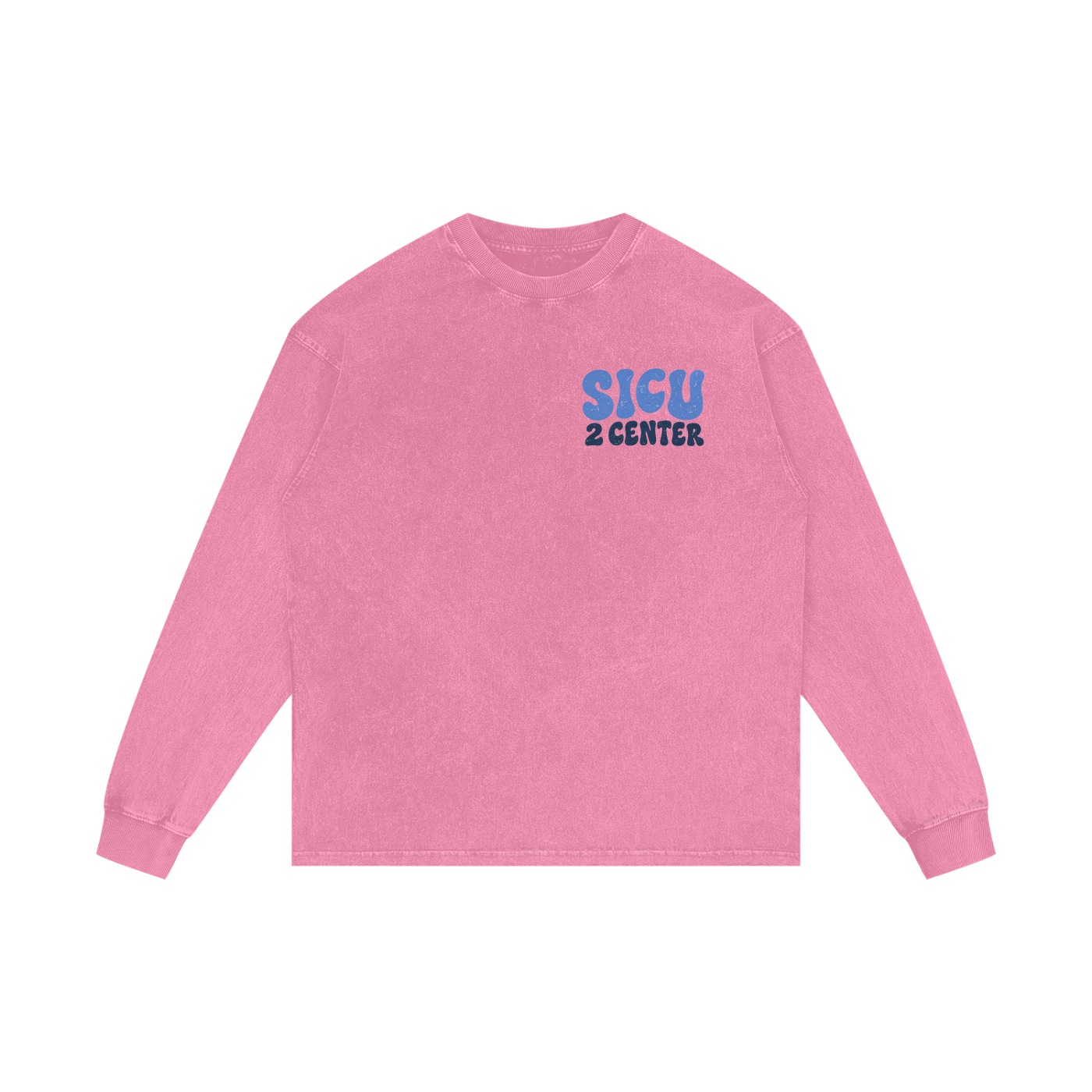 2 Center- adult unisex Acid Wash Oversize Long Sleeve T-Shirt