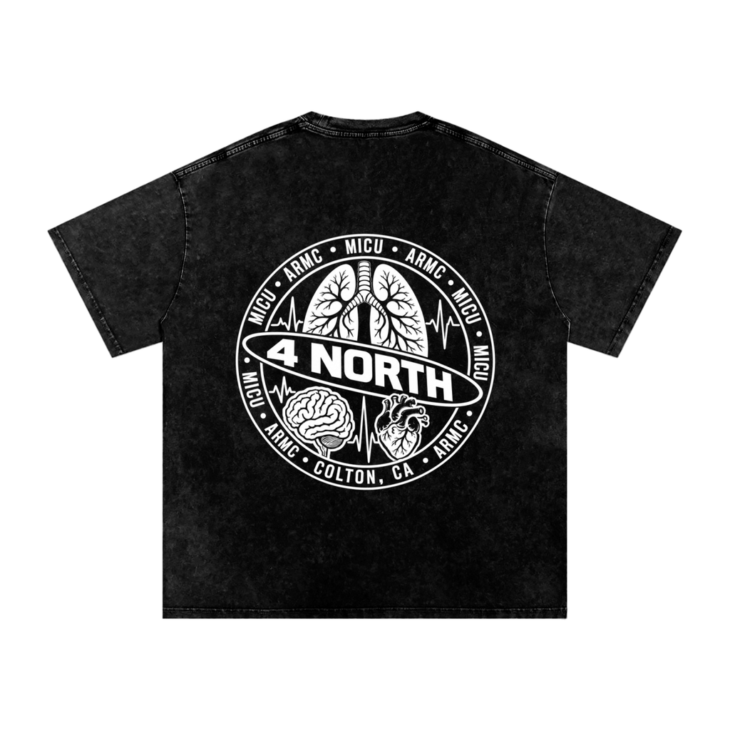 4 North white lettering- adult unisex Snow Washed Oversized Cotton T-Shirt