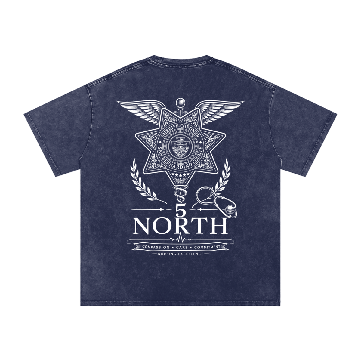 5 North-adult unisex Snow Washed Oversized Cotton T-Shirt