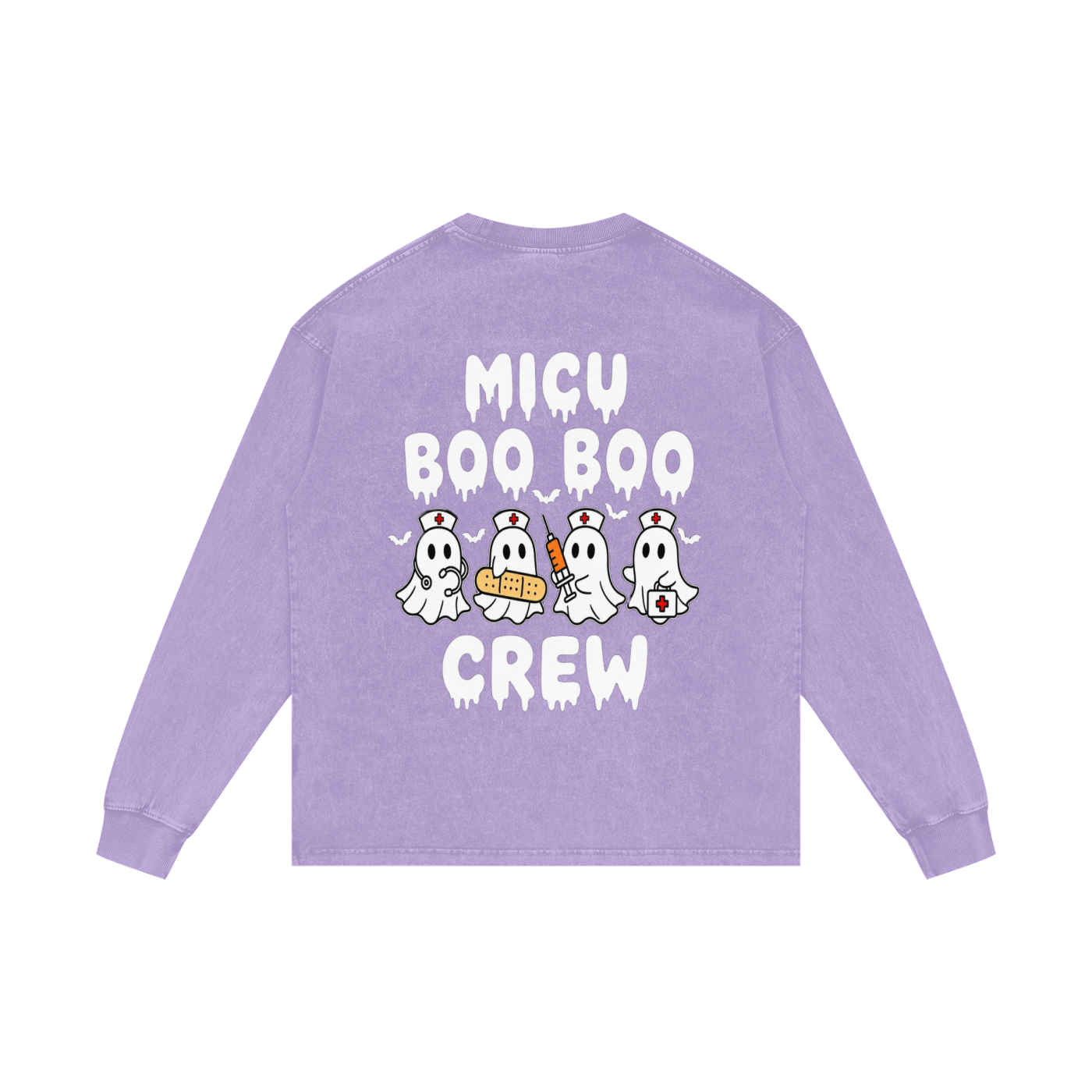 4 North BOO BOO CREW-adult unisex Acid Wash Oversize Long Sleeve T-Shirt