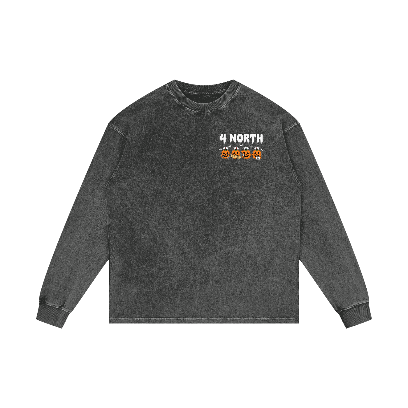 4 North BOO BOO CREW-adult unisex Acid Wash Oversize Long Sleeve T-Shirt