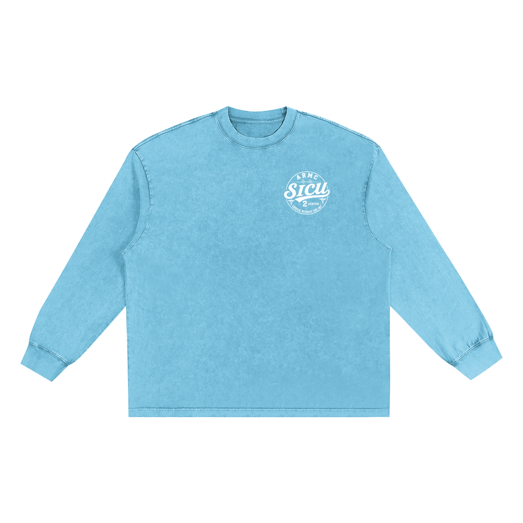 2 South SICU- adult unisex Snow Washed Frayed Edge T-Shirt