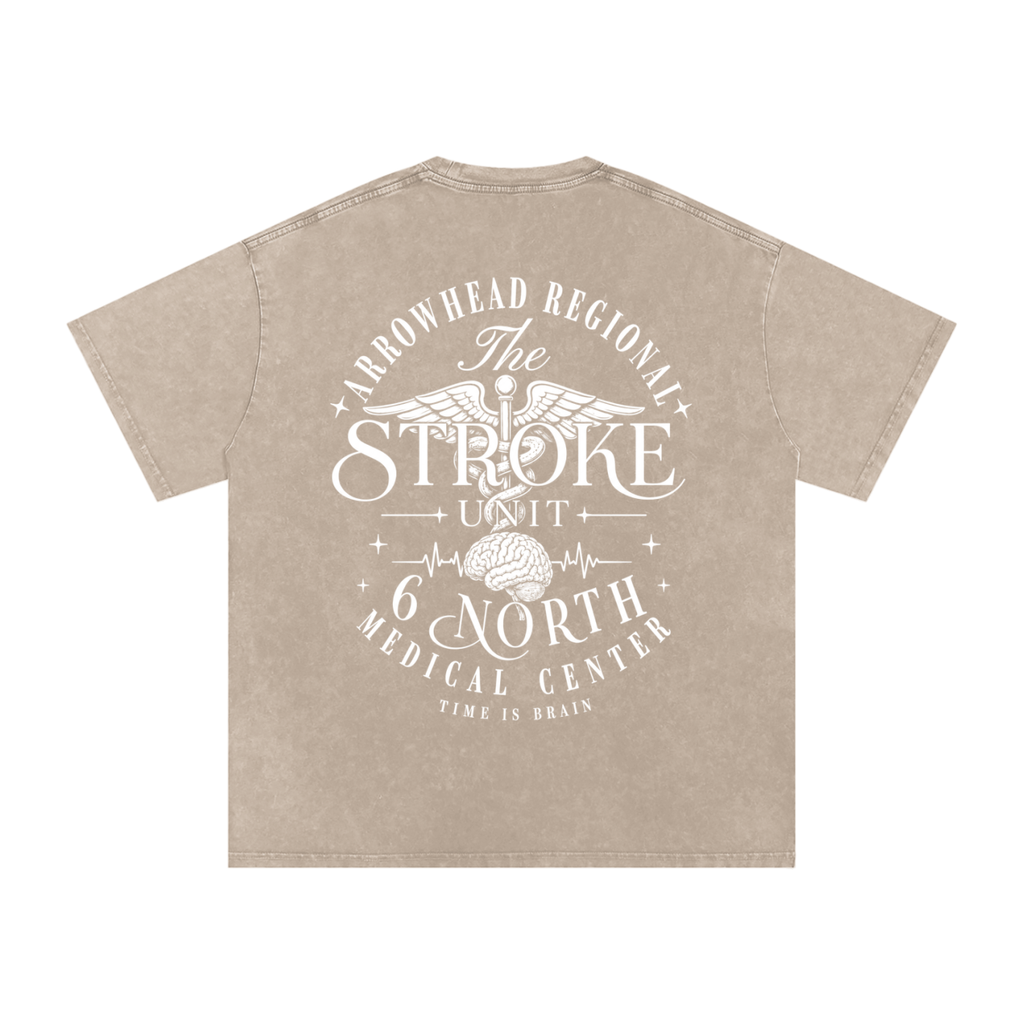 6 North white Lettering - adult unisex Snow Washed Oversized Cotton T-Shirt