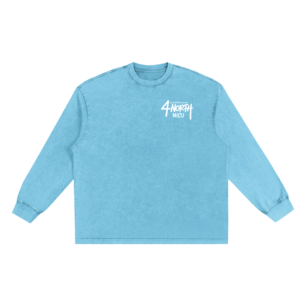 4 North white lettering- adult unisex Snow Washed Frayed Edge T-Shirt