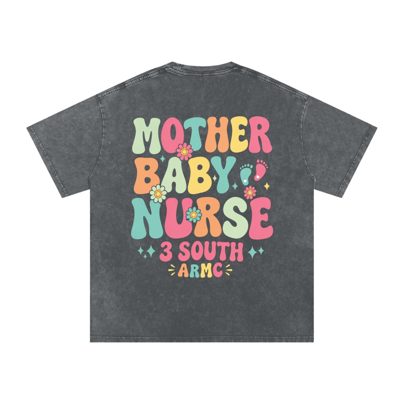 3 South Mother Baby- adult unisex Snow Washed Oversized Cotton T-Shirt