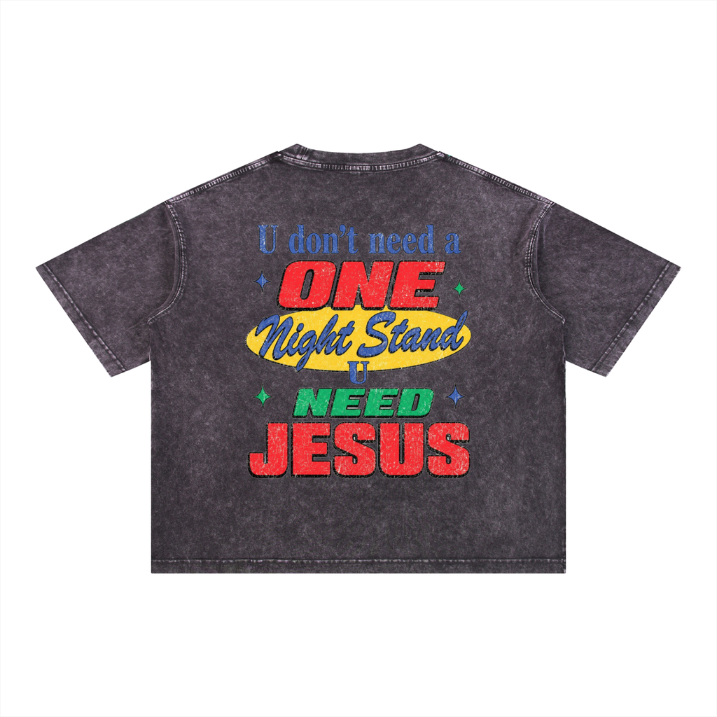 U need Jesus OC Varsity- adult unisex Mineral Wash Boxy Cotton T-Shirt