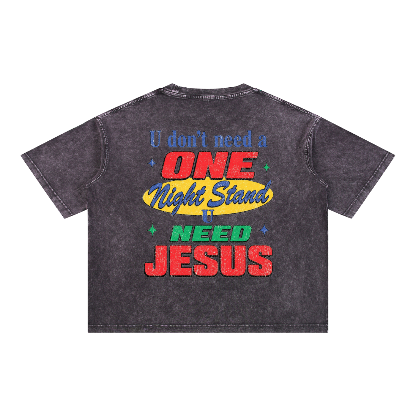 U need Jesus OC Varsity- adult unisex Mineral Wash Boxy Cotton T-Shirt