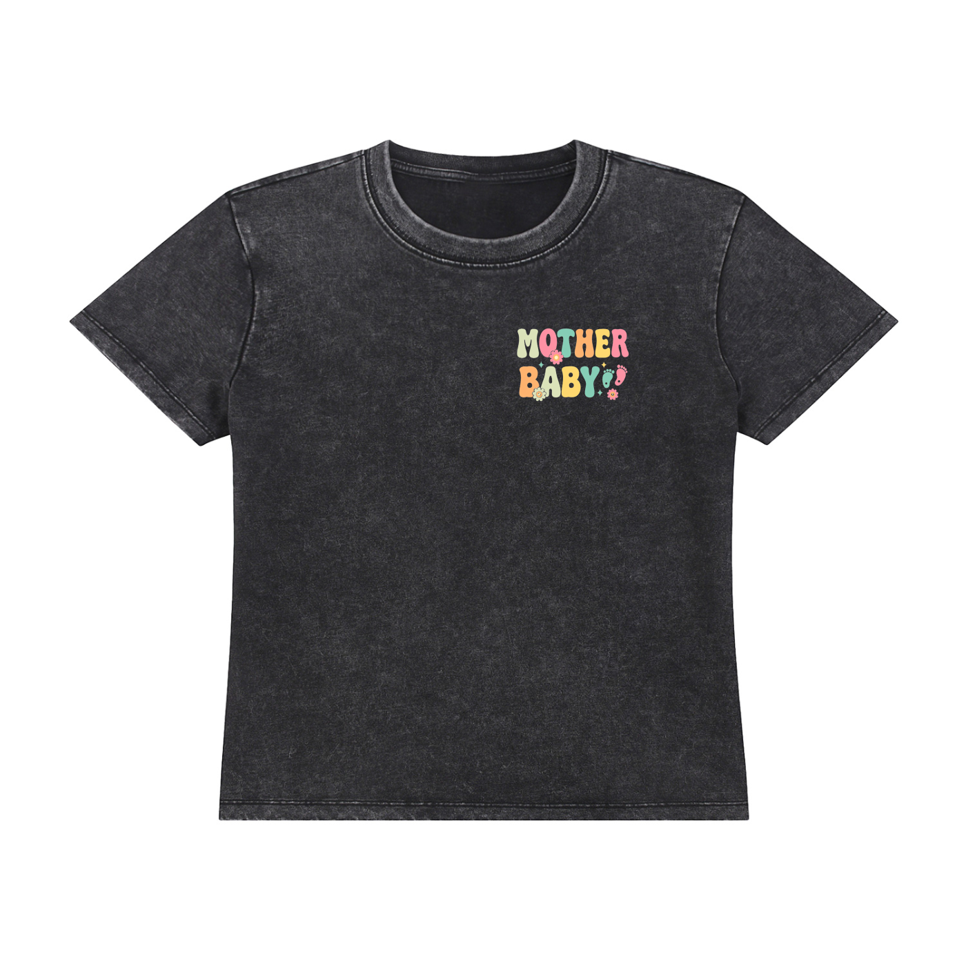 Mother Baby Multicolor- Adult Women Vintage Wash Drop Shoulder T-shirt