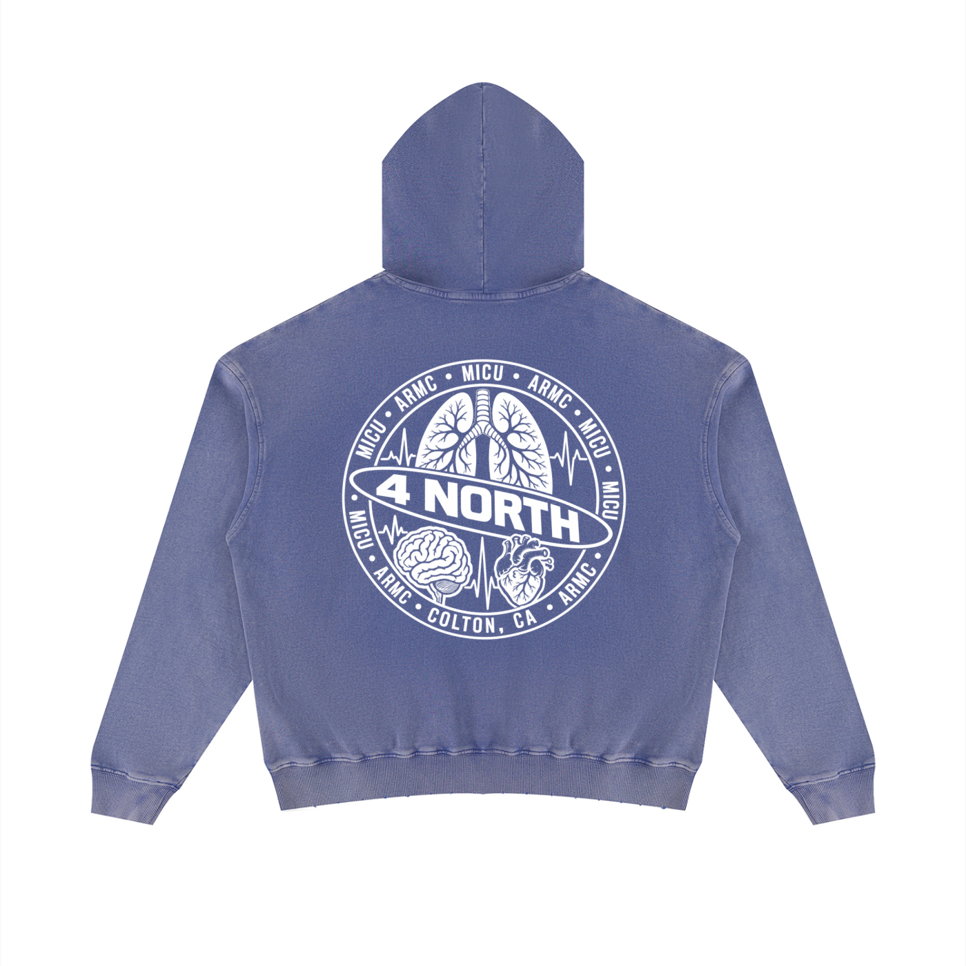 4 North-adult unisex Mineral Wash Distressed Hoodie