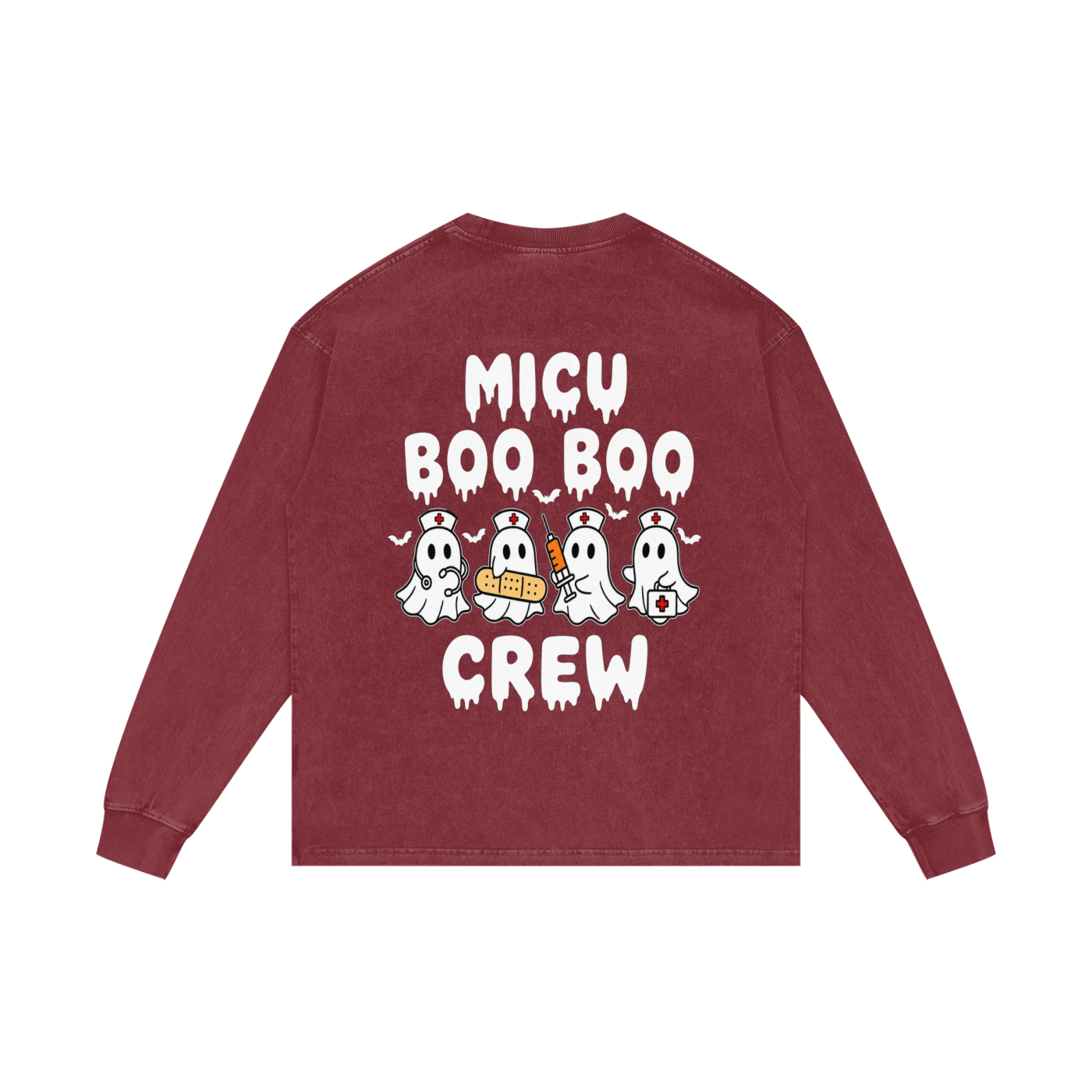 4 North BOO BOO CREW-adult unisex Acid Wash Oversize Long Sleeve T-Shirt