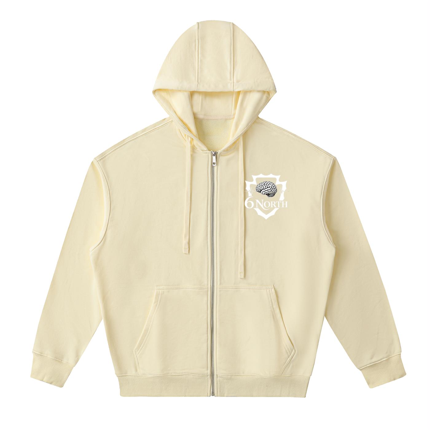 6 North white lettering- adult unisex Drop-Shoulder Zip Up Hoodie