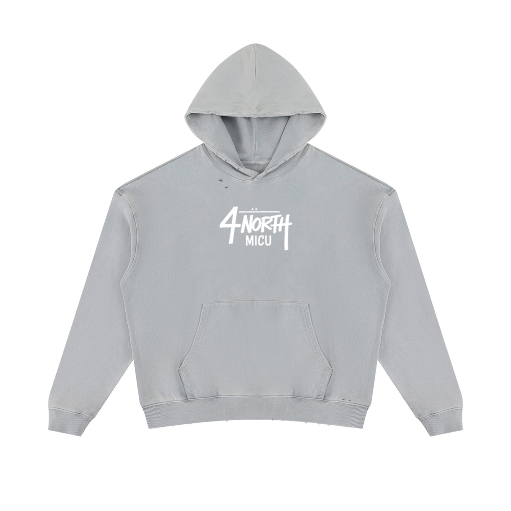4 North-adult unisex Mineral Wash Distressed Hoodie