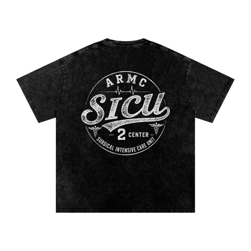 2 Center white lettering - Snow Washed Oversized Cotton T-Shirt