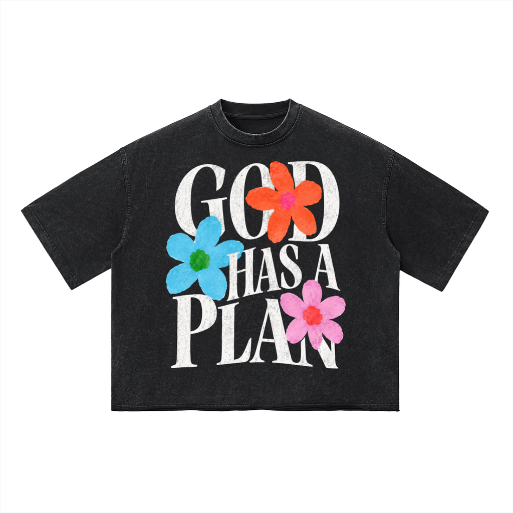 God Has a Plan-adult unisex Vintage Wash Boxy T-Shirt