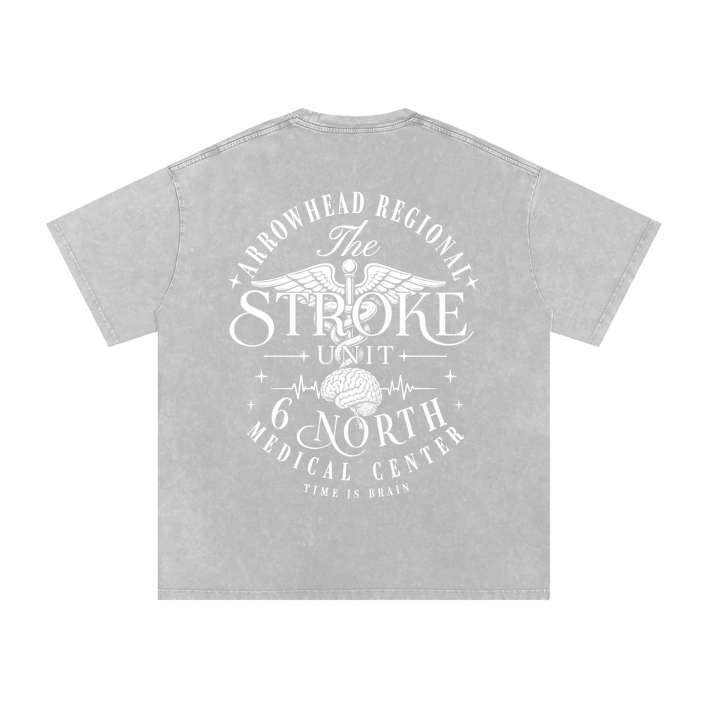 6 North white Lettering - adult unisex Snow Washed Oversized Cotton T-Shirt