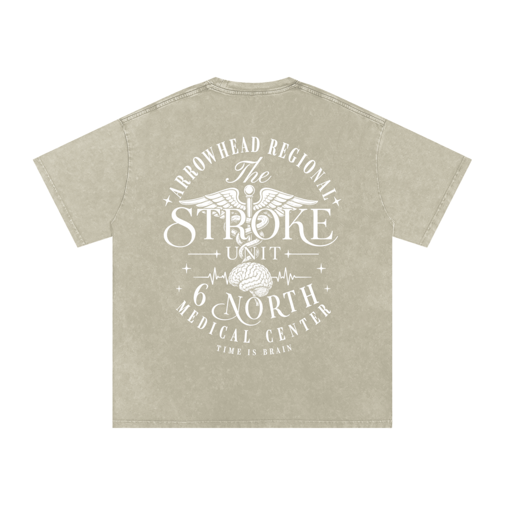 6 North white Lettering - adult unisex Snow Washed Oversized Cotton T-Shirt