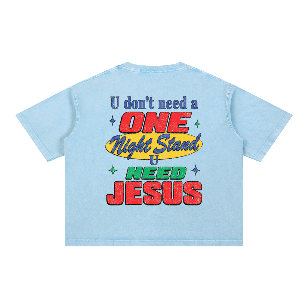 U need Jesus OC Varsity- adult unisex Mineral Wash Boxy Cotton T-Shirt