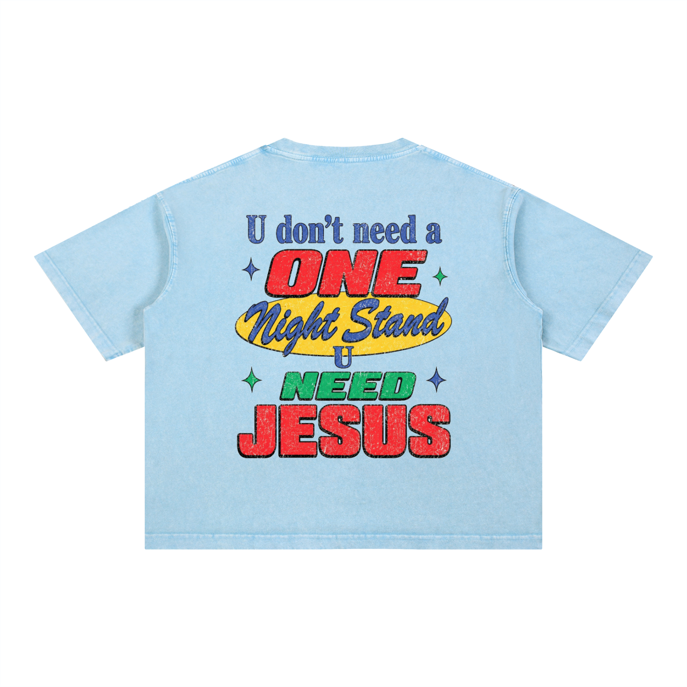 U need Jesus OC Varsity- adult unisex Mineral Wash Boxy Cotton T-Shirt
