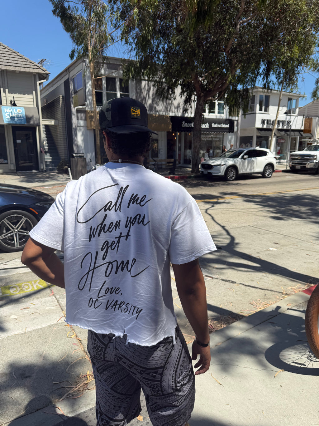 Call me when you get home- adult unisex Vintage Wash Boxy Distressed Hem T-Shirt