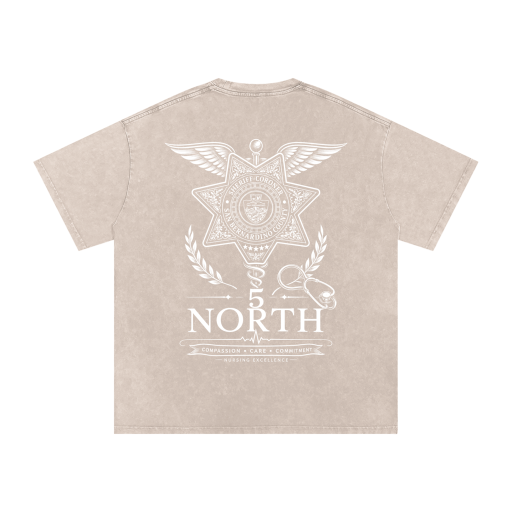 5 North-adult unisex Snow Washed Oversized Cotton T-Shirt