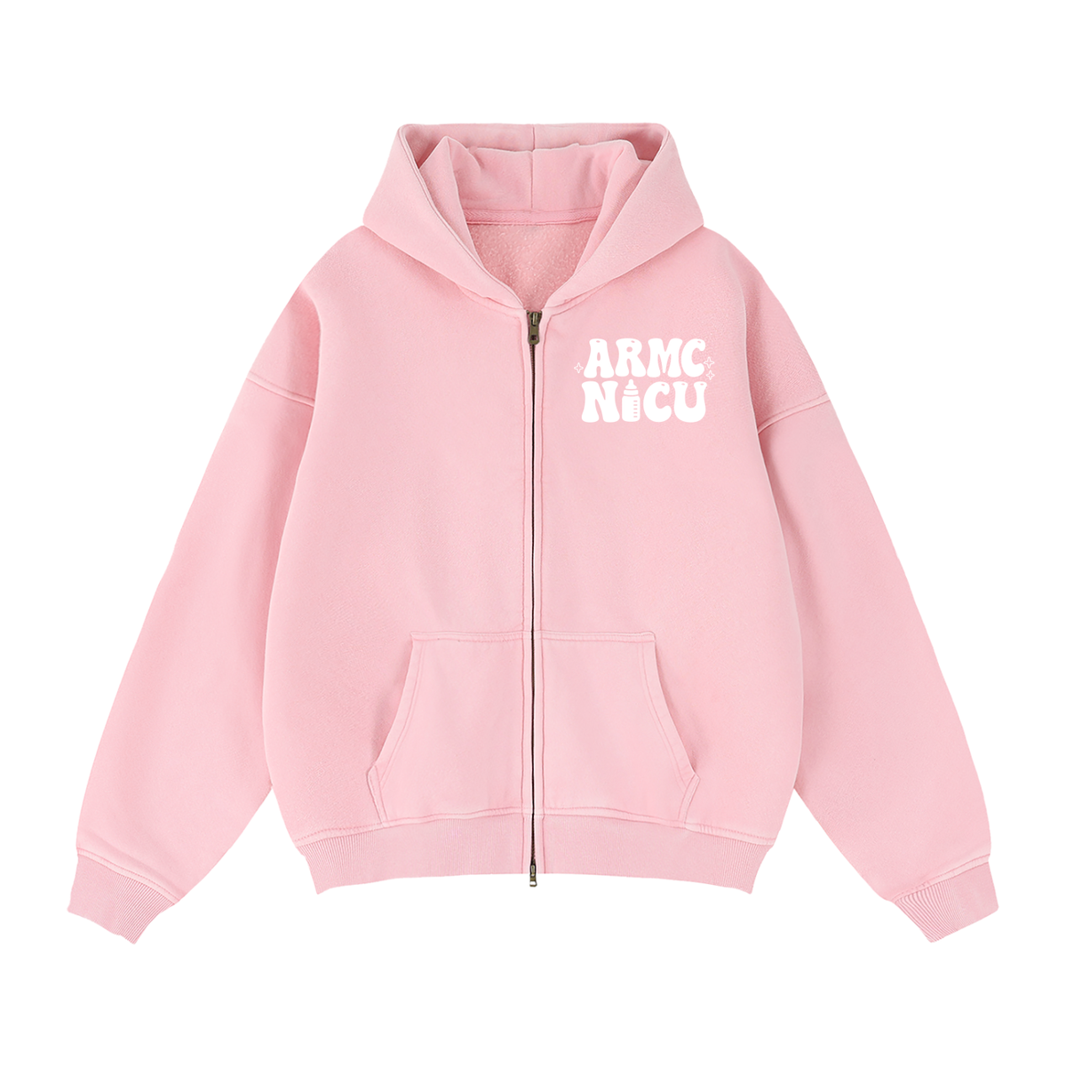 NICU- adult unisex Zip-Through Boxy Fleece Hoodie