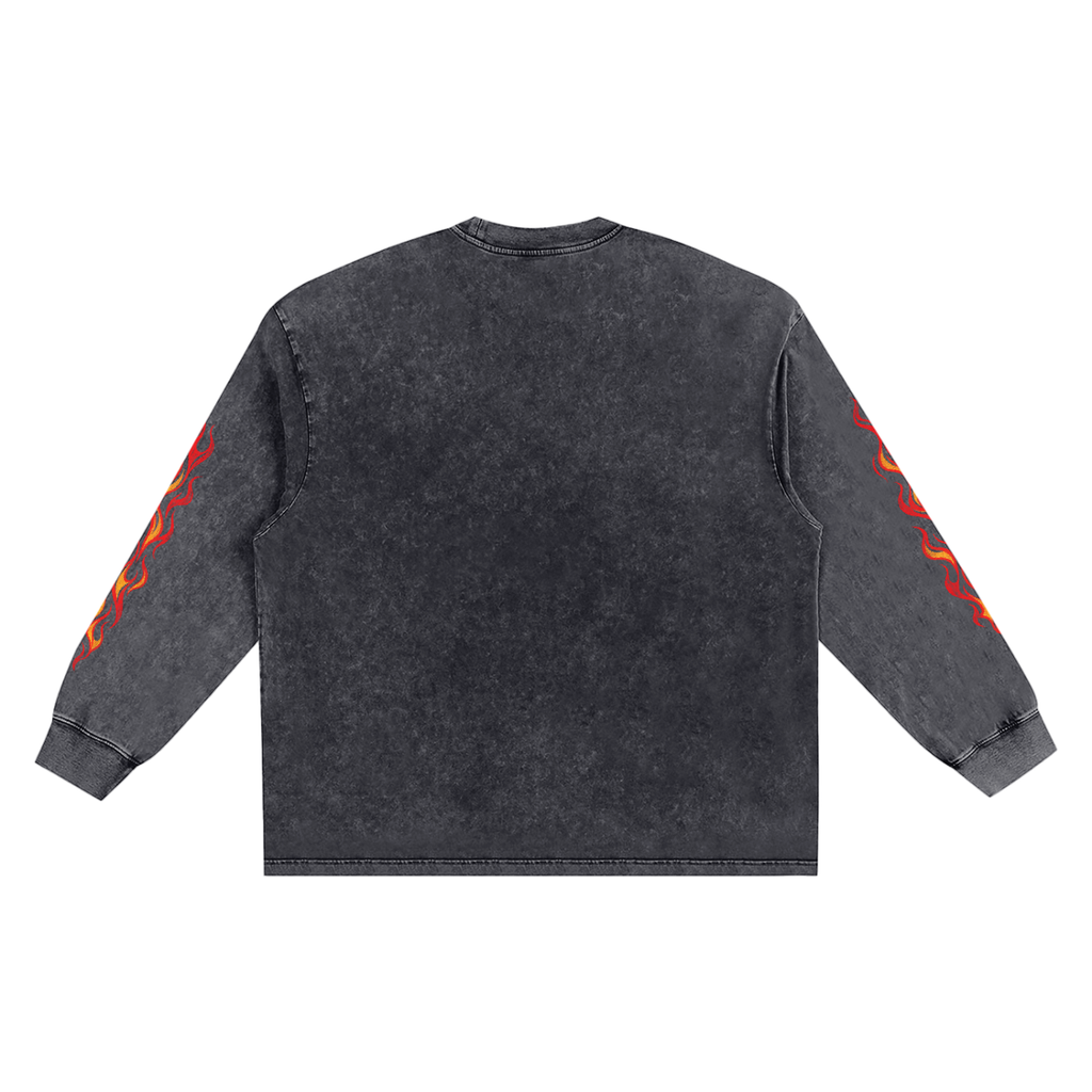OC Varsity Flames- Snow Washed Frayed Edge T-Shirt