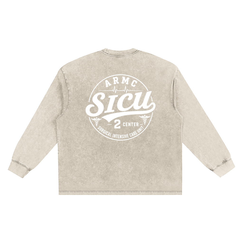 2 South SICU- adult unisex Snow Washed Frayed Edge T-Shirt