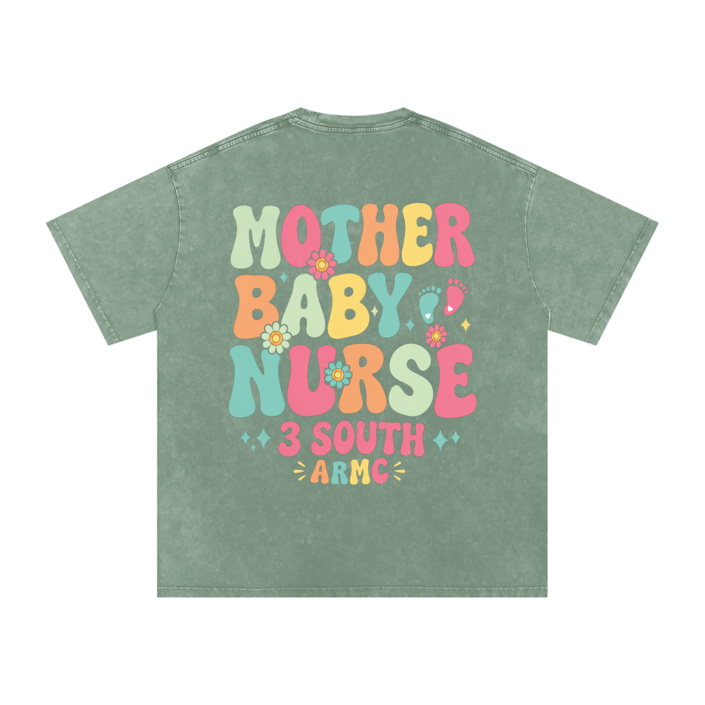 3 South Mother Baby- adult unisex Snow Washed Oversized Cotton T-Shirt