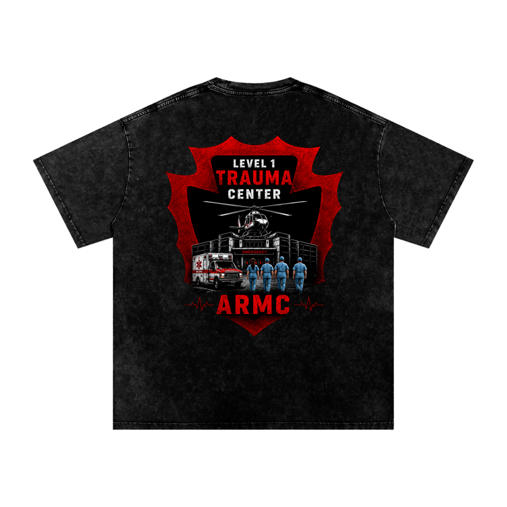 Trauma Center- Adult Unisex Snow Washed Oversized Cotton T-Shirt