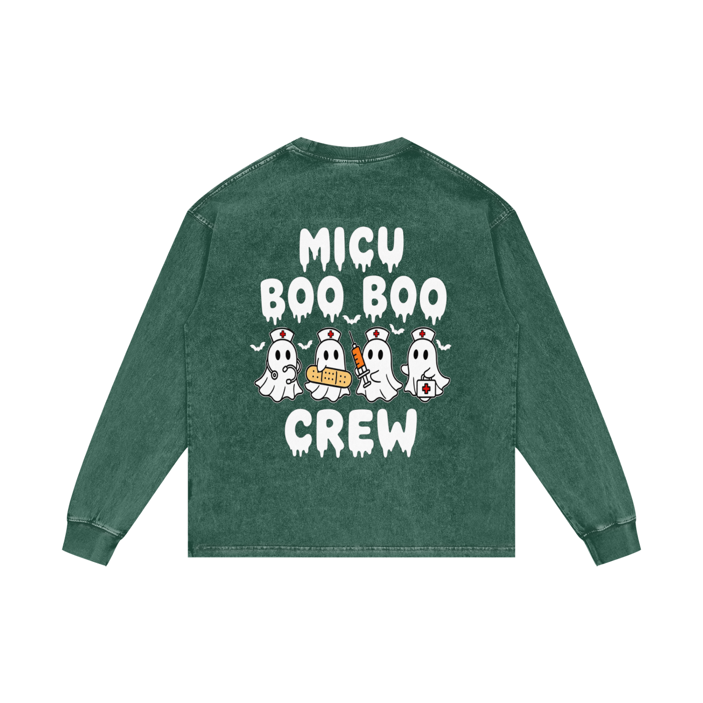 4 North BOO BOO CREW-adult unisex Acid Wash Oversize Long Sleeve T-Shirt