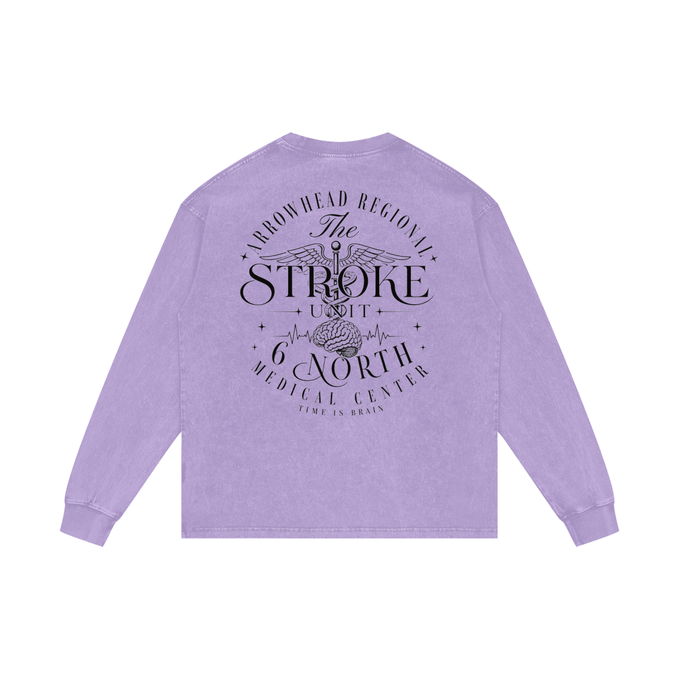 6 North Black Lettering - Acid Wash Oversize Long Sleeve T-Shirt
